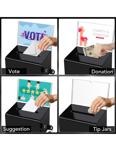 Caja de Donaciones Acrílica VOISEN con Cerradura 15.7x11.7 cm