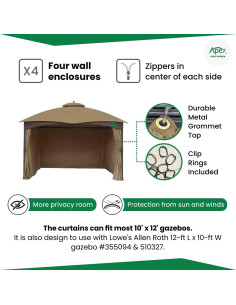 Cortinas de Privacidad APEX GARDEN para Gazebo 3.66x3.05m Beige 2