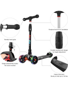 Scooter Allek B02 Ajustable para Niños 3-12 Años Negro 2