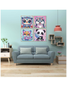 Kit de Pintura de Diamante 5D CDJLDDWW - 4 Piezas Animales 15.24 cm 2