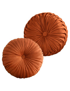 Cojines Redondos de Terciopelo Teieas 40 cm Naranja - 2 Pcs