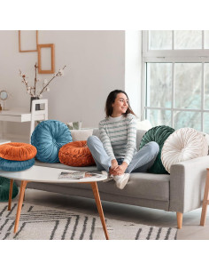 Cojines Redondos de Terciopelo Teieas 40 cm Naranja - 2 Pcs 2