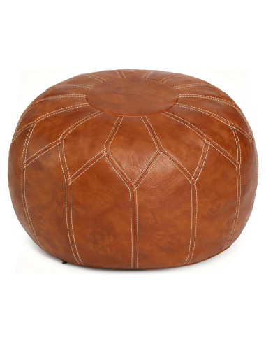 Pouf Ottoman de Cuero Sintético Thgonwid Marrón 50cm x 32cm
