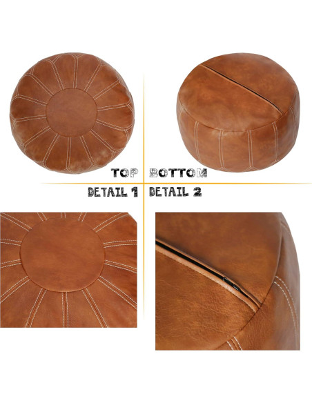 Pouf Ottoman de Cuero Sintético Thgonwid Marrón 50cm x 32cm