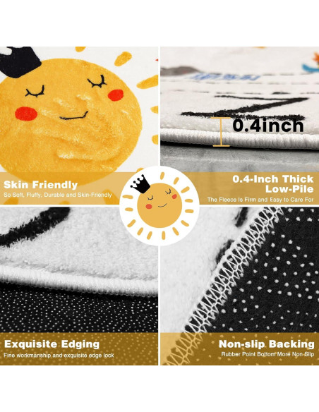 Alfombra Circular Educativa LTKOUGFAM 120cm Sistema Solar ABC