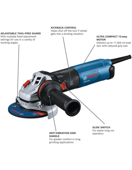Amoladora Angular Bosch GWS14-50 5" 1300W Interruptor Deslizante