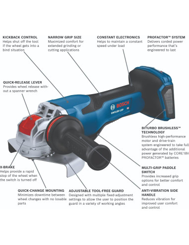 Amoladora Angular BOSCH GWX18V-13PN 18V X-LOCK 5-6"