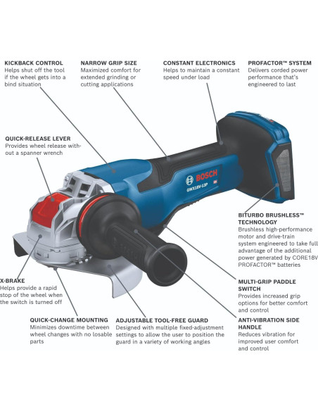 Amoladora Angular BOSCH GWX18V-13PN 18V X-LOCK 5-6"