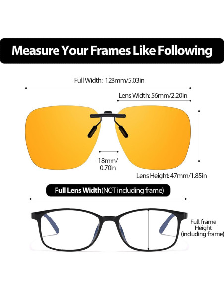 Gafas Clip-On TJUTR para Bloqueo de Luz Azul Amarillo