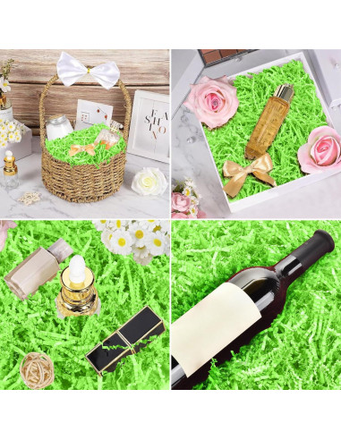 Relleno de Papel Arrugado Verde 272g para Cestas de Regalo