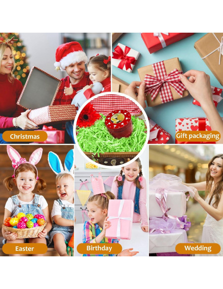 Relleno de Papel Arrugado Verde 272g para Cestas de Regalo