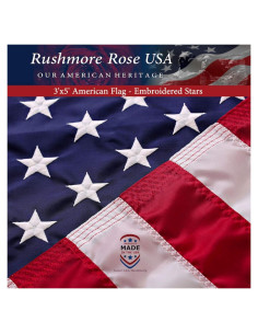 Bandera Americana 3x5 Hecha en EE. UU. Rushmore Rose FMAA