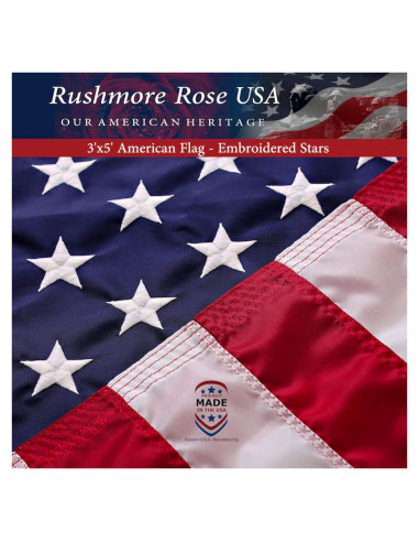 Bandera Americana 3x5 Hecha en EE. UU. Rushmore Rose FMAA