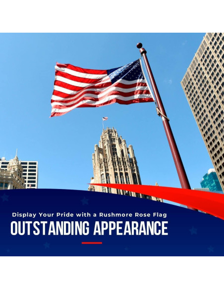 Bandera Americana 3x5 Hecha en EE. UU. Rushmore Rose FMAA