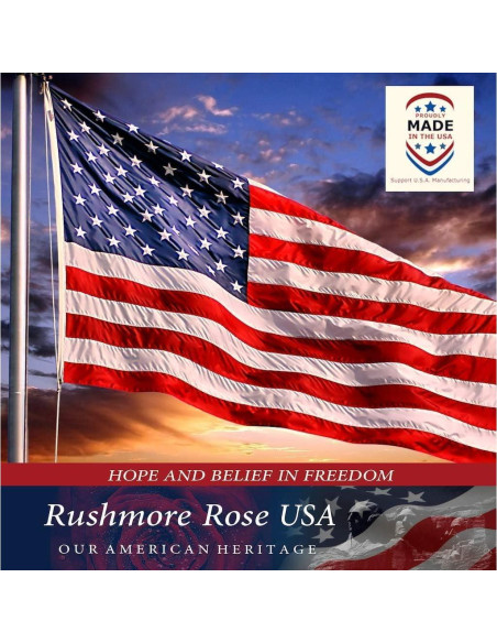 Bandera Americana 3x5 Hecha en EE. UU. Rushmore Rose FMAA
