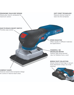 Lijadora Orbital Bosch GSS18V-40 18V Sin Cable Ergonómica 2