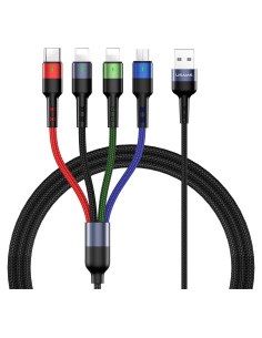 Cable de Carga Múltiple USAMS 4 en 1 1.2m Nylon Trenzado