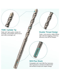 Juego de 11 Piezas Brocas y Cinceles YOSIGHT SDS-Plus 2