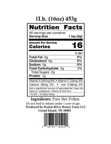 Polen de Abeja Crudo Prairie River 0.45kg Fresco Natural