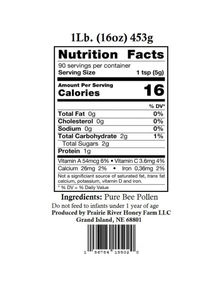 Polen de Abeja Crudo Prairie River 0.45kg Fresco Natural