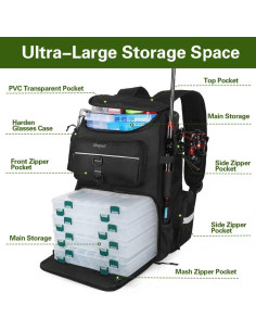 Mochila de Pesca Impermeable Shupaii 45L con Soportes para Cañas 2