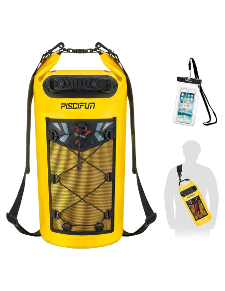 Mochila Flotante Impermeable Piscifun 10L Amarillo con Funda