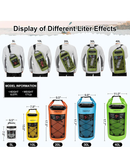 Mochila Flotante Impermeable Piscifun 10L Amarillo con Funda