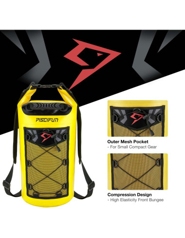 Mochila Flotante Impermeable Piscifun 10L Amarillo con Funda