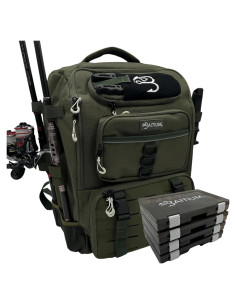 Mochila de Pesca Baitium 40L con Soportes y Nevera Verde