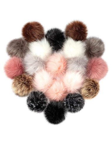 20 Pompones de Piel Sintética Cosweet 11.43 cm para Manualidades