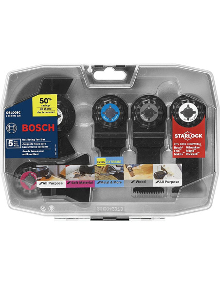 Juego de 5 Hojas Oscilantes Bosch OSL005C con Estuche