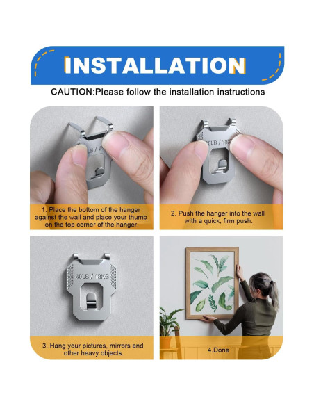 20 Ganchos de Yeso LZC para Colgar Cuadros hasta 18kg