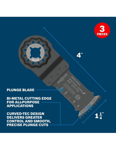 Cuchillas Oscilantes Bosch OSL114JF-3 Bi-Metal 3 Piezas 3,18 cm