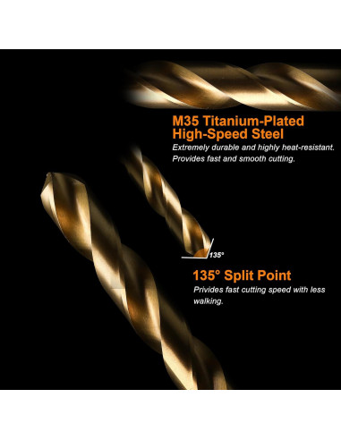 Juego de Brocas de Cobalto M35 20PCS para Metal con Estuche