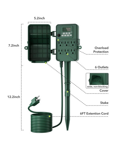 Temporizador Digital Exterior BN-LINK BNC-U3S 6 Salidas 1.83m