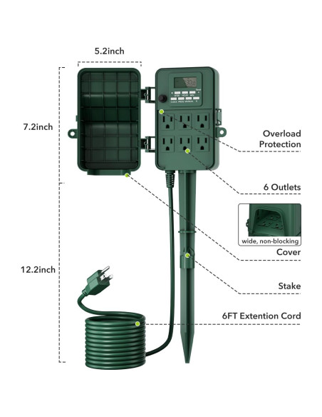 Temporizador Digital Exterior BN-LINK BNC-U3S 6 Salidas 1.83m