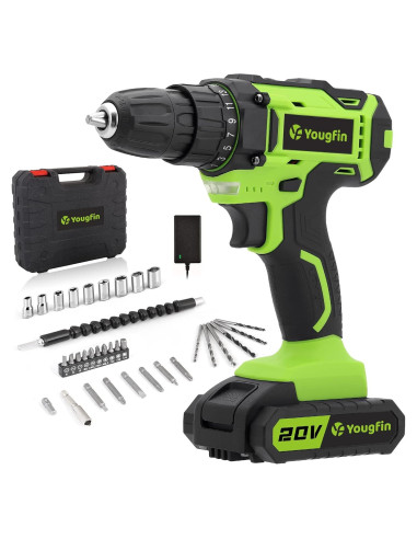 Taladro Inalámbrico Yougfin 20V con 34 Accesorios