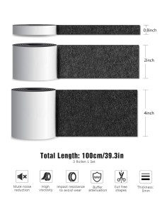 Almohadillas de Fieltro Antideslizantes Yiroired 3 Rollos Negros 2