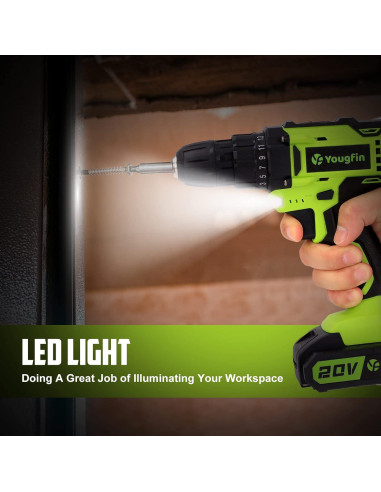 Taladro Inalámbrico Yougfin 20V con 34 Accesorios