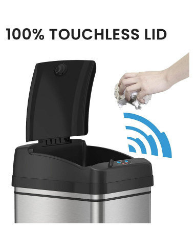 Basurero Automático iTouchless 13 Galones Acero Inoxidable