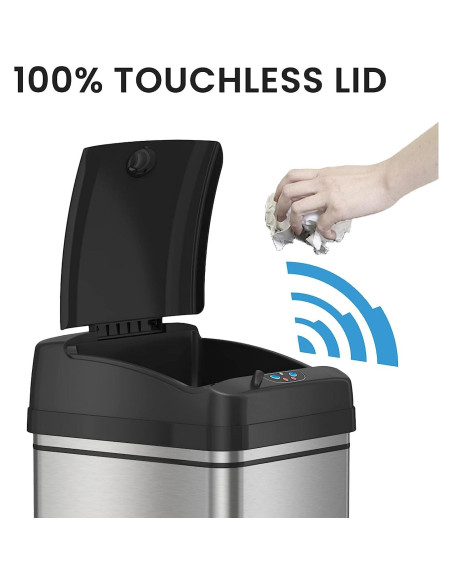 Basurero Automático iTouchless 13 Galones Acero Inoxidable
