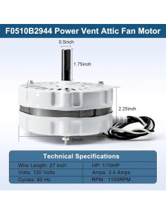 Motor de Ventilador de Techo Aibabcue F0510B2944 3.4A 1100RPM 2