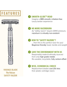 Afeitadora de Doble Filo Vikings Blade El Vulcano + 5 Cuchillas 2