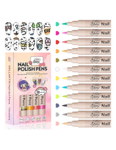 Juego de 12 Bolígrafos de Arte para Uñas GELLATIK 3D