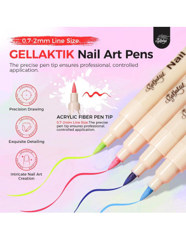 Juego de 12 Bolígrafos de Arte para Uñas GELLATIK 3D