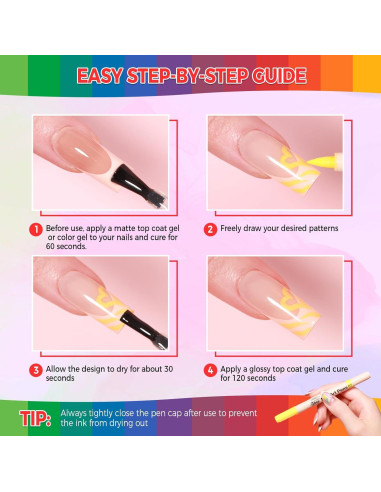 Juego de 12 Bolígrafos de Arte para Uñas GELLATIK 3D