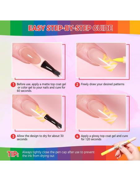 Juego de 12 Bolígrafos de Arte para Uñas GELLATIK 3D