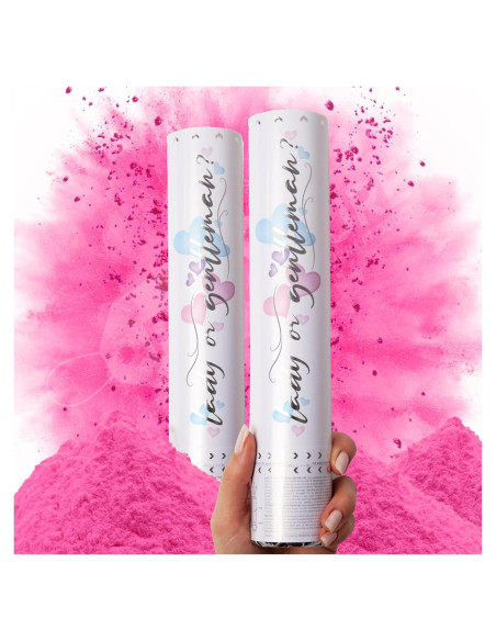 Cañones de Confeti Rosa PrimePure - Revelación de Género 2 Paquete