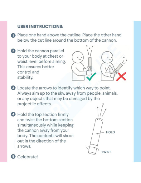 Cañones de Confeti Rosa PrimePure - Revelación de Género 2 Paquete