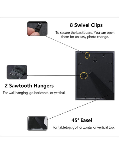 Juego de 4 Marcos de Foto CORE ART 28x36 cm Negro